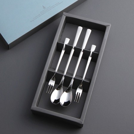 화이트 4피스 스테인리스 실용 휴대용 수저세트