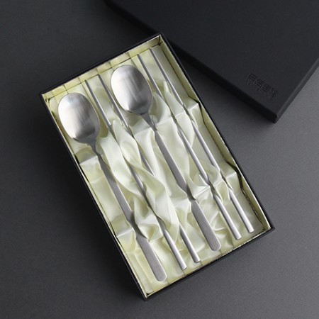 실버 4세트 스테인리스 고급 선물용 수저세트