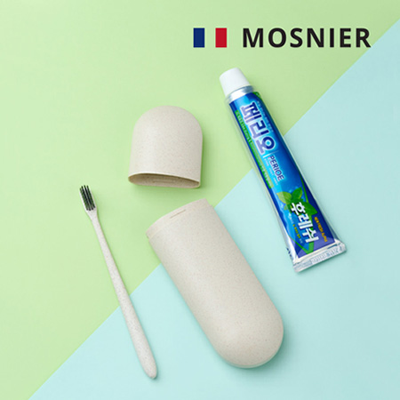 블루 휴대용 항균 캡형 여행용 치약칫솔세트