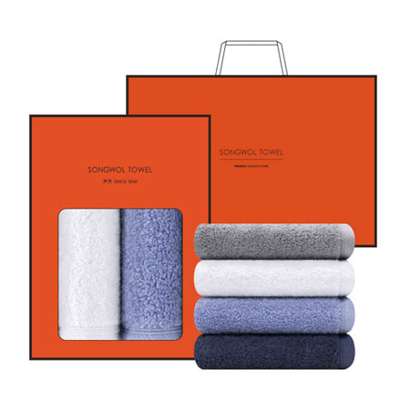송월 항균 코튼 40수 무지 수건 4매세트
