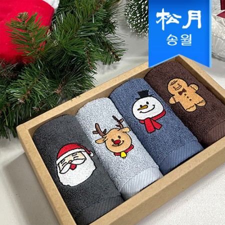 크리스마스 캐릭터 4종 원형 세트 디자인 스테인리스 코스터