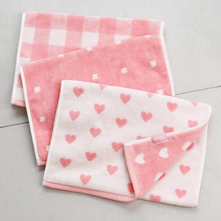 핑크모달 하트패턴 순면 블렌디드 50% 아기수건 블랭킷