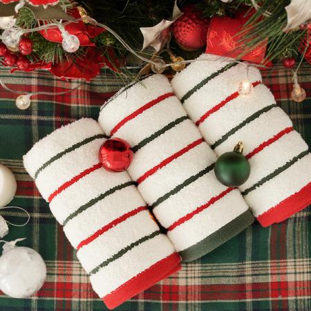 클라우만 크리스마스 스트라이프 타월 OEKO-TEX 친환경 인증 수건