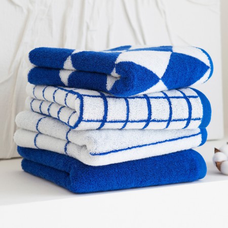 블루 체크 패턴 다기능 사무용품 데스크 오거나이저 세트