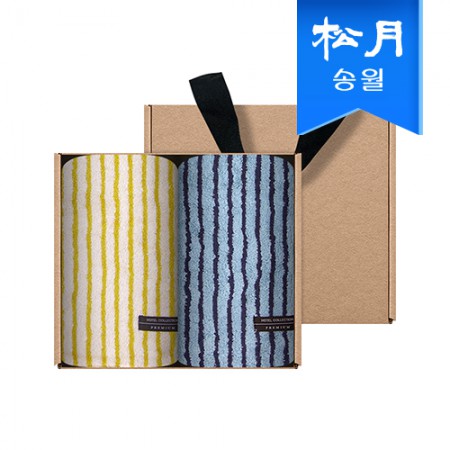 송월 호텔컬렉션 스트라이프 솔리드 핸드타월 2매 선물세트
