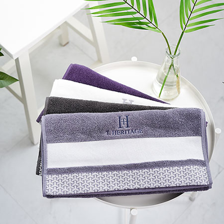 프리미엄 4색 스트라이프 패턴 호텔 수건 3매 세트