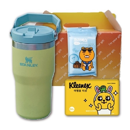 여행필수3종세트E 스탠리 플립 텀블러591ml+크리넥스카카오티슈50매+카카오물티슈10매 판촉물 제작
