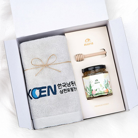 프리미엄 선물용 고급 자수 수건 세트 판촉물