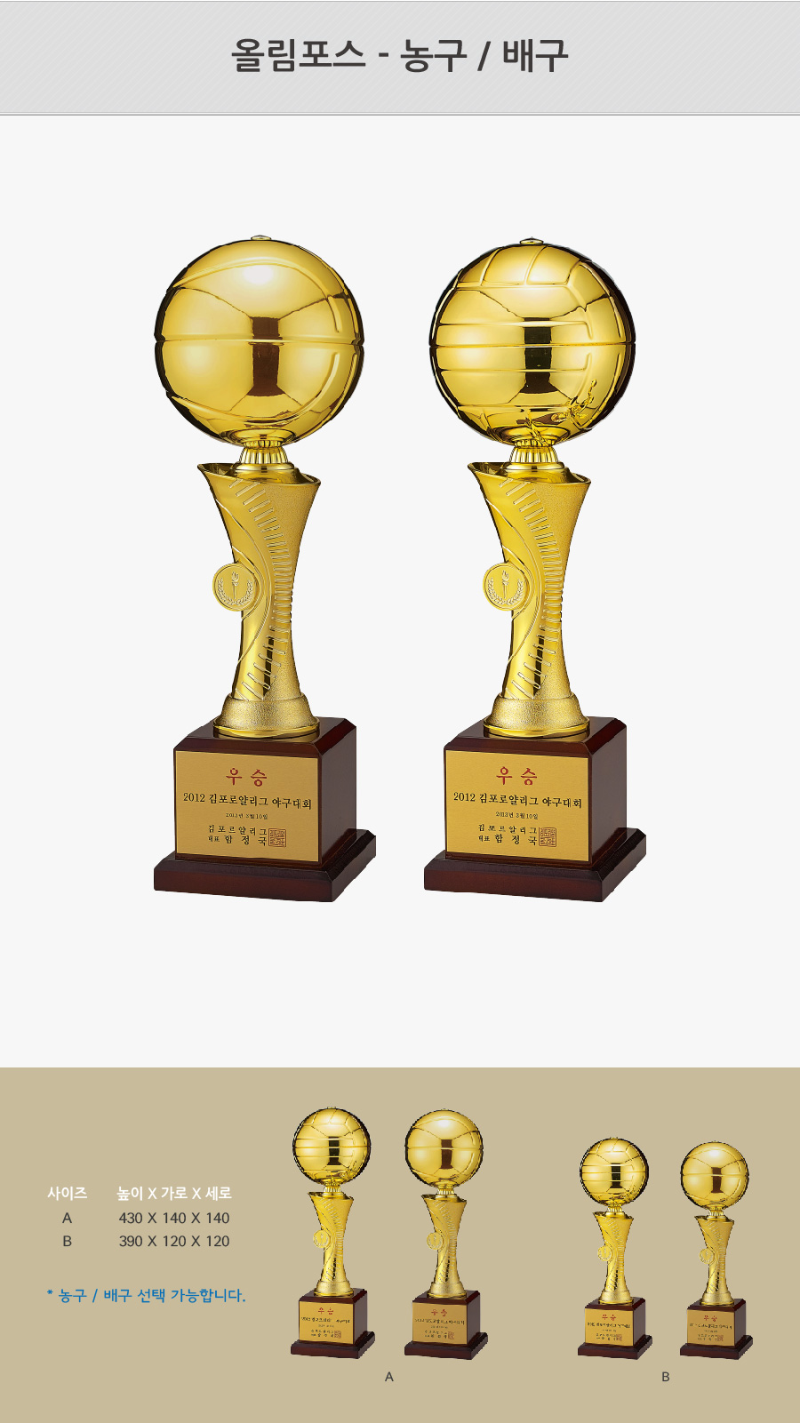 배구 트로피 제작 - 금속 메탈 트로피 • 판촉물제작 판촉물백화점