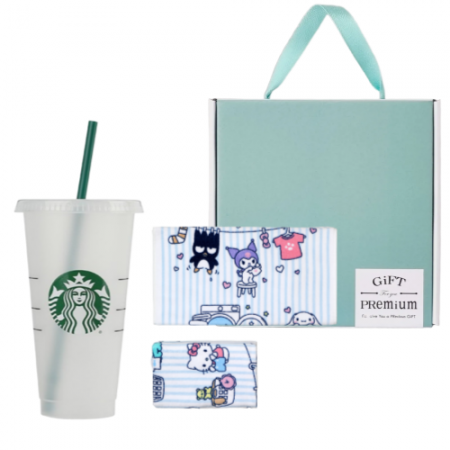 스타벅스 리유저블 콜드컵 709ml + 산리오 캐릭터즈 타월 세트 기프트박스 스타벅스 리유저블 콜드컵 709ml + 산리오 캐릭터즈 타월 세트 기프트박스