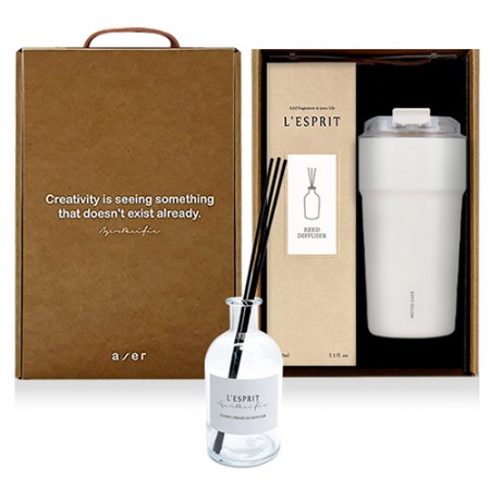 텀블러 각인 레스쁘리 고급 락앤락 세트 M 메트로카페세라믹텀블러+디퓨저150ml 판촉물 제작