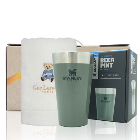 스텐리 텀블러제작 안심생활건강세트 68호 스탠리 파인트컵+고려황제베어타올150g