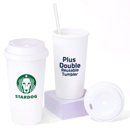 플러스 텀블러 화이트 휴대용 재사용 컵 플러스 텀블러 화이트 휴대용 재사용 컵