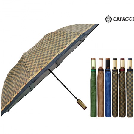 카파치 체스 패턴 자동 3단 접이식 우산
