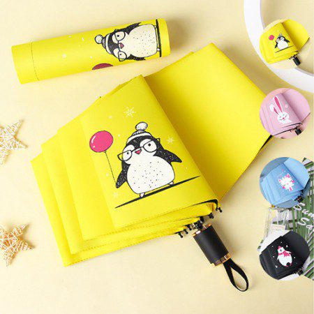 우산제작 애니멀 UV차단 암막 3단 수동우산