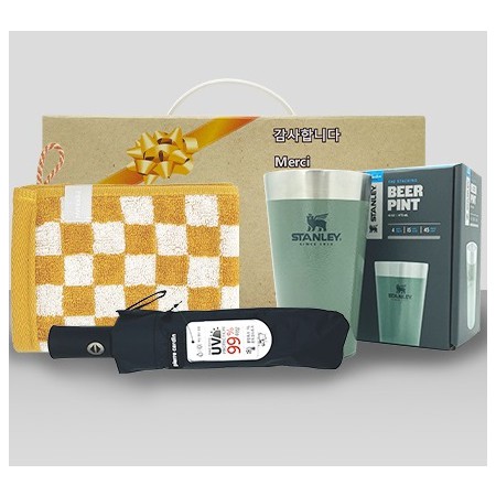안심생활건강세트 32호 스탠리 텀블러 파인트컵+3단UV컬러암막완자우산+체스핸드타올 판촉물 제작
