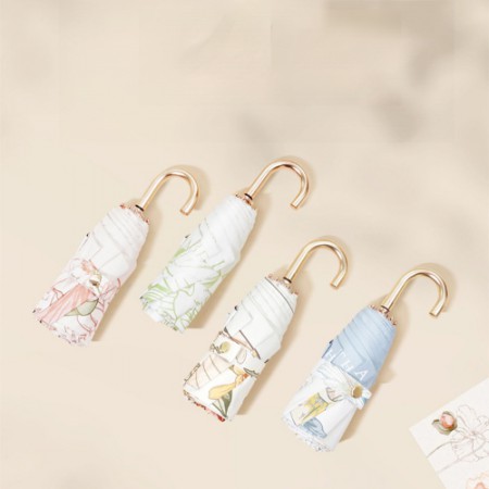 우산제작 로페리아 금색고리 손잡이 휴대용 양산 인쇄