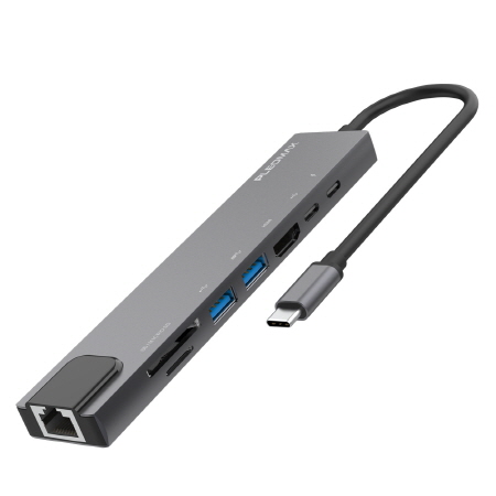 실버 메탈 슬림형 멀티포트 USB 허브