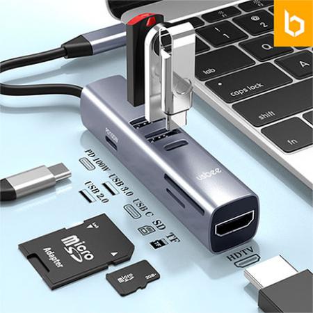 실버 멀티 포트 슬림형 USB 허브