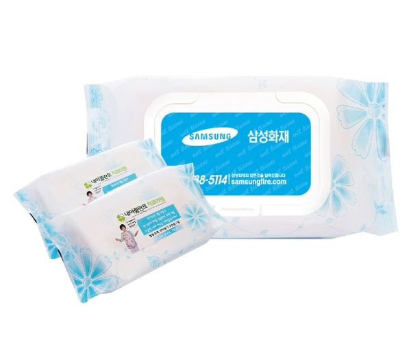 물티슈제작 코스모스블루 60매 라벨형 홍보물품