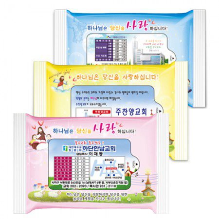 전도용 물티슈 제작 – 이사야 3종 유광 물향기 물티슈 10매용