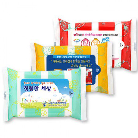 깨끗한 3종 물티슈제작 30매 홍보물품